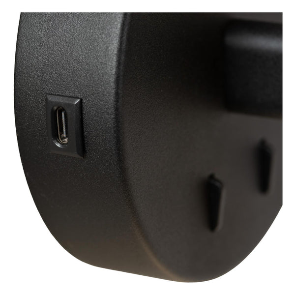 Lucide JOSIANE wandlamp Ø 18 cm, G9, met USB-poort, zwart