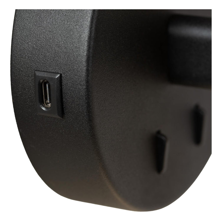 Lucide JOSIANE wandlamp Ø 18 cm, G9, met USB-poort, zwart