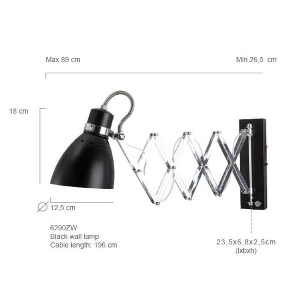 Wandlamp Spring 6290ZW Zwart