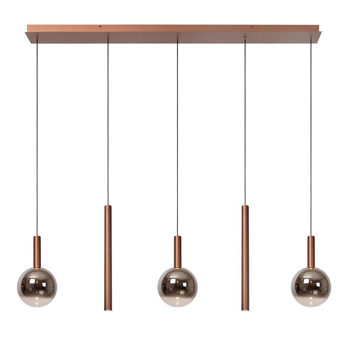 Lucide JASMINE dimbare LED-hanglamp 5 × 4 W, 2200–3300 K, koper