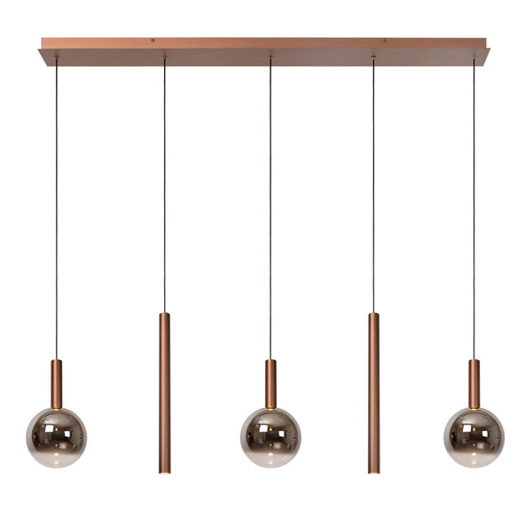 Lucide JASMINE dimbare LED-hanglamp 5 × 4 W, 2200–3300 K, koper