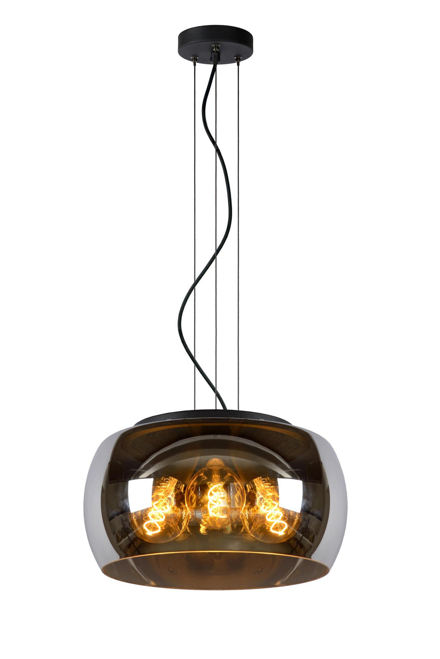 Lucide OLIVIA hanglamp Ø 40 cm, 3 × E27, rookgrijs
