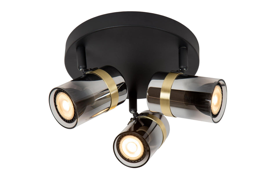 Lucide UPTON plafondspot 3 × GU10, rookgrijs