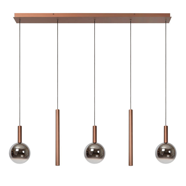 Lucide JASMINE dimbare LED-hanglamp 5 × 4 W, 2200–3300 K, koper