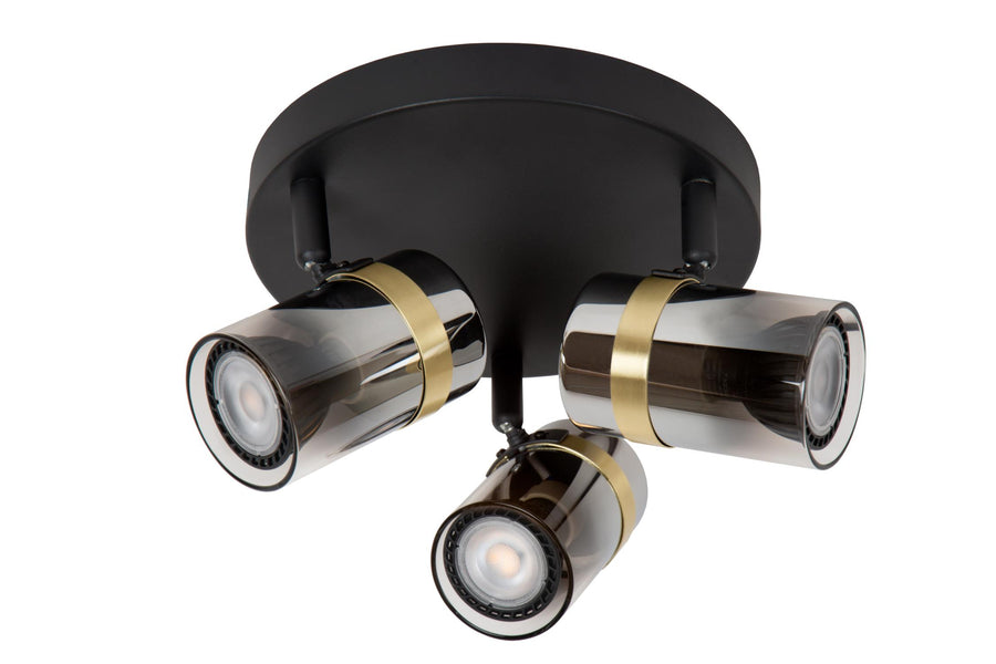 Lucide UPTON plafondspot 3 × GU10, rookgrijs