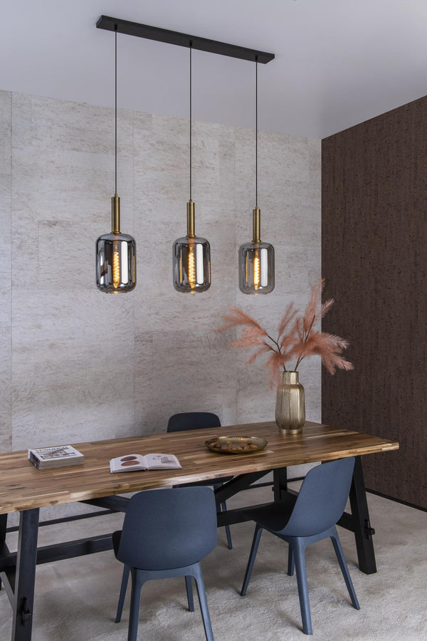 Lucide JOANET hanglamp 3 × E27, rookgrijs