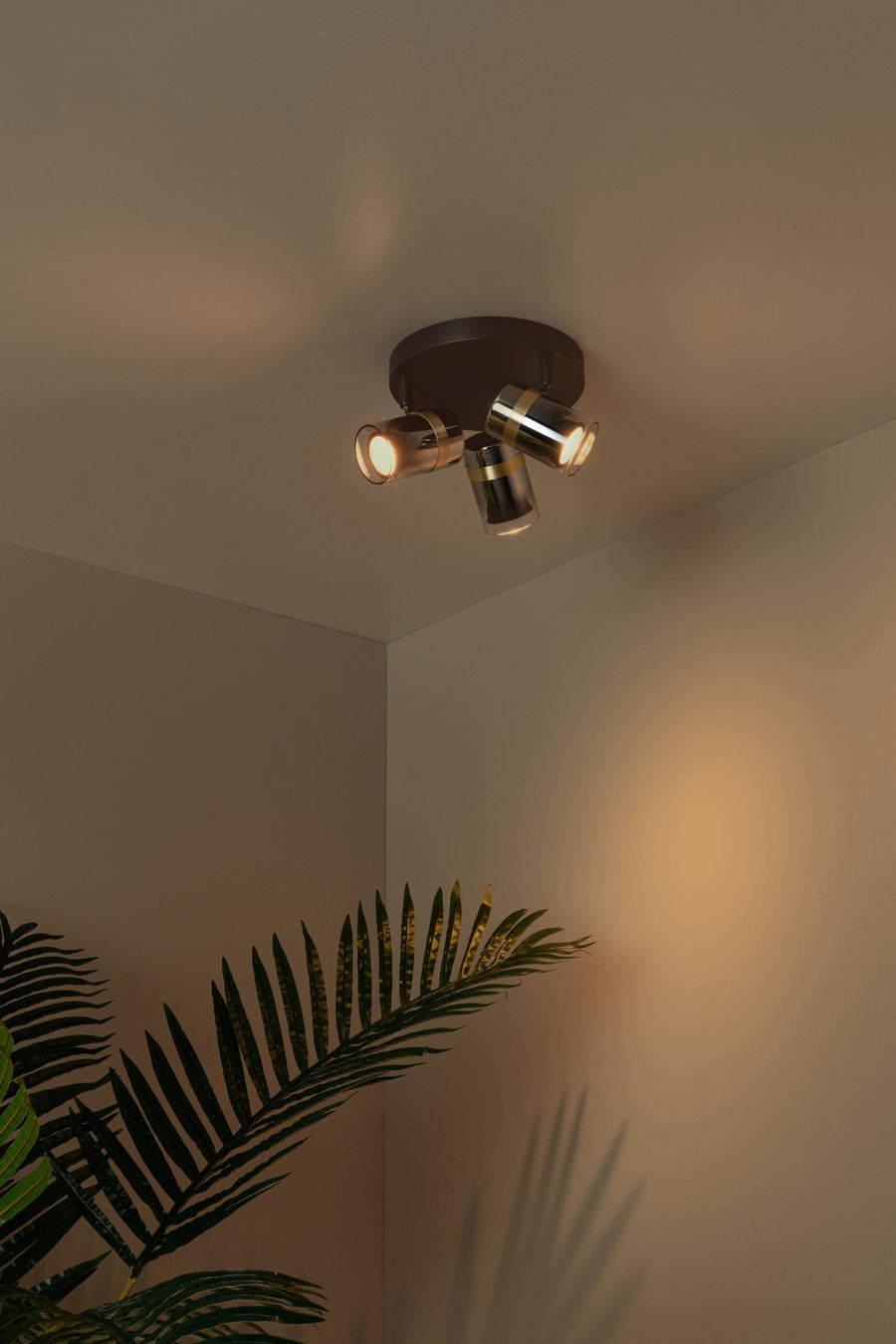 Lucide UPTON plafondspot 3 × GU10, rookgrijs