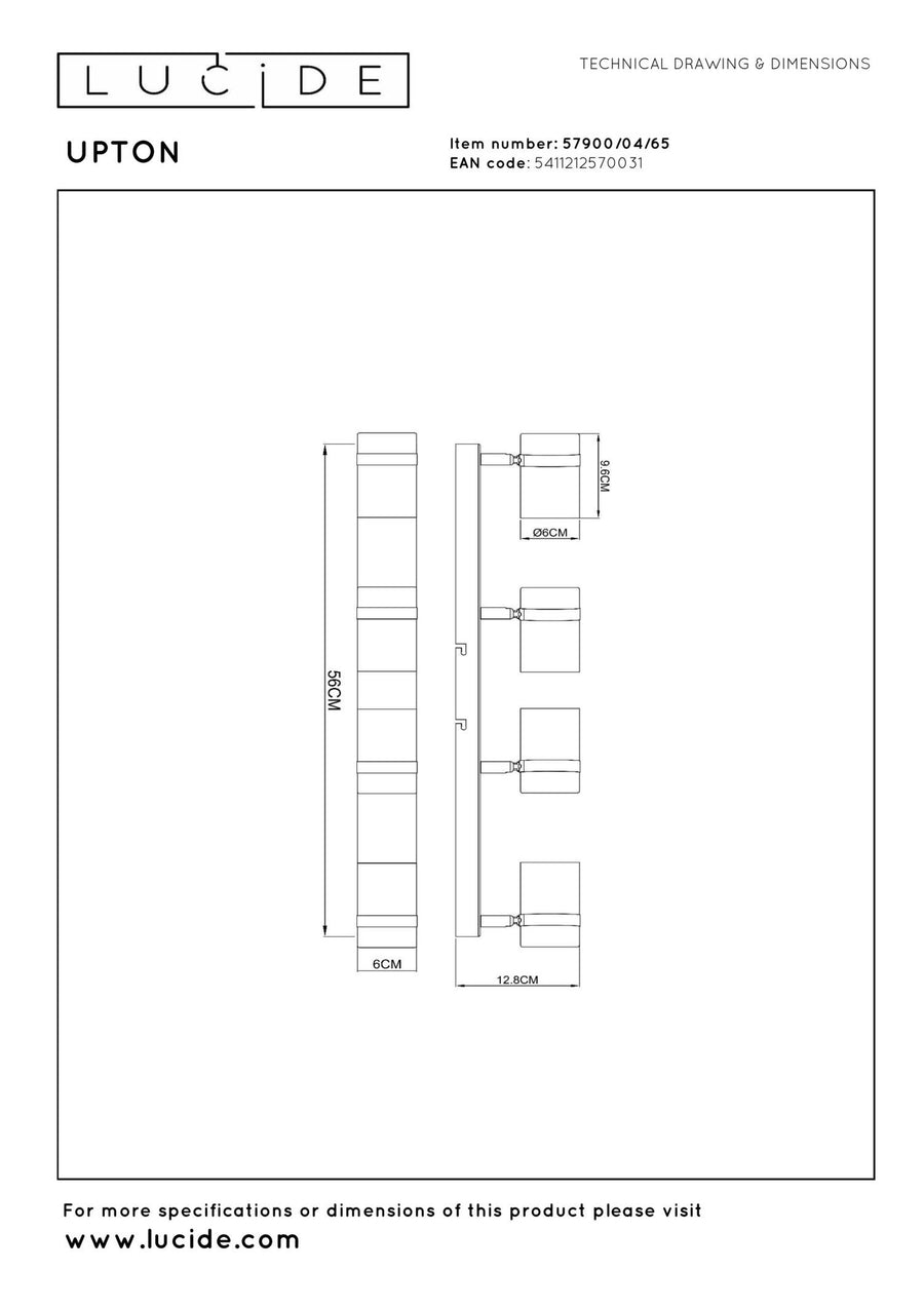 Lucide UPTON plafondspot 4 × GU10, rookgrijs