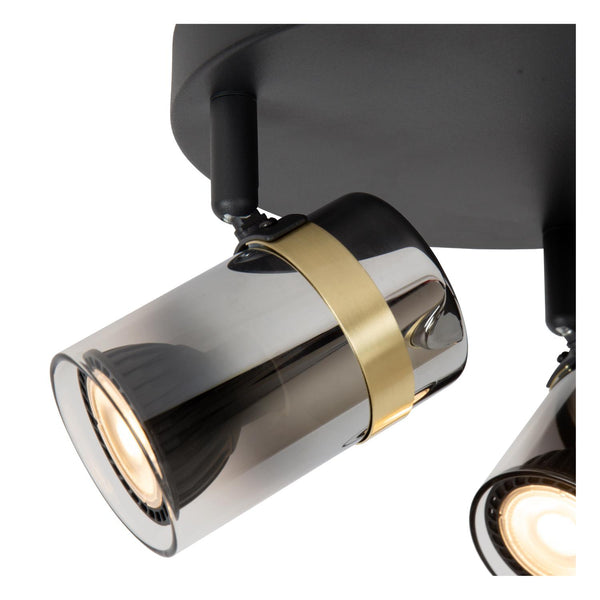 Lucide UPTON plafondspot 3 × GU10, rookgrijs