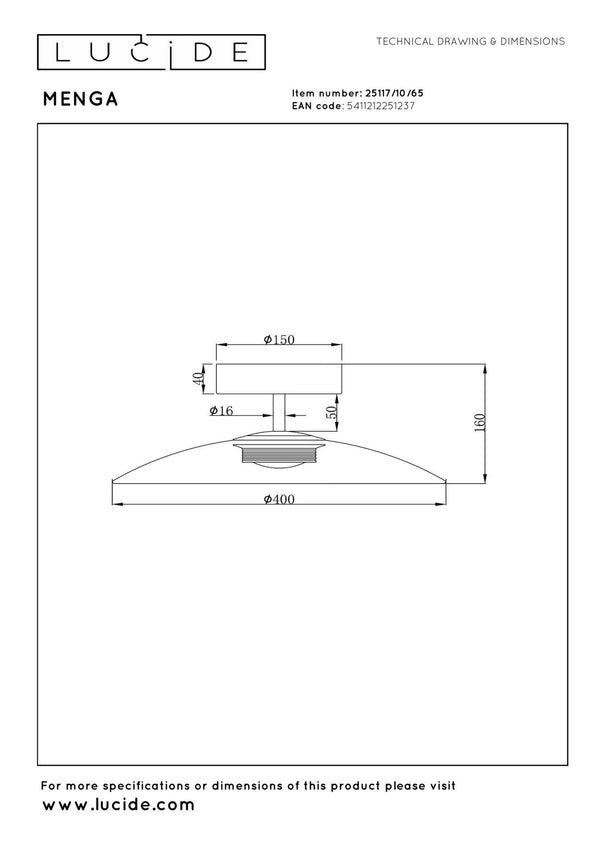 Lucide MENGA dimbare LED-plafondlamp Ø 40 cm, 11 W, rookgrijs