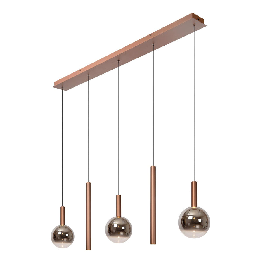 Lucide JASMINE dimbare LED-hanglamp 5 × 4 W, 2200–3300 K, koper