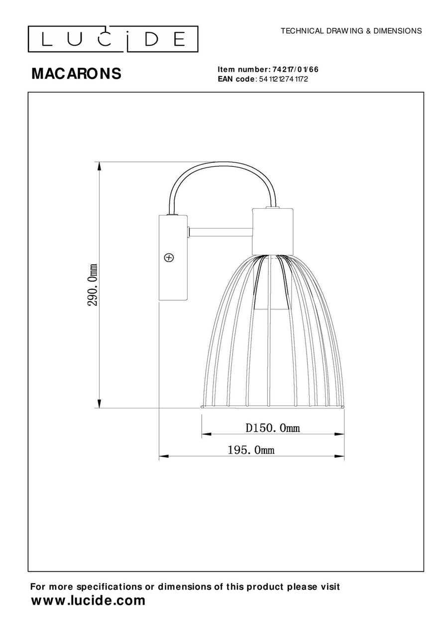 Lucide MACARONS wandlamp E27, roze