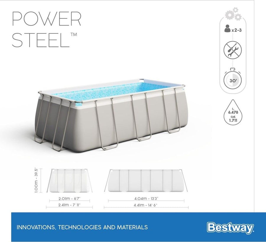 Bestway zwembad power steel set rechthoek 412