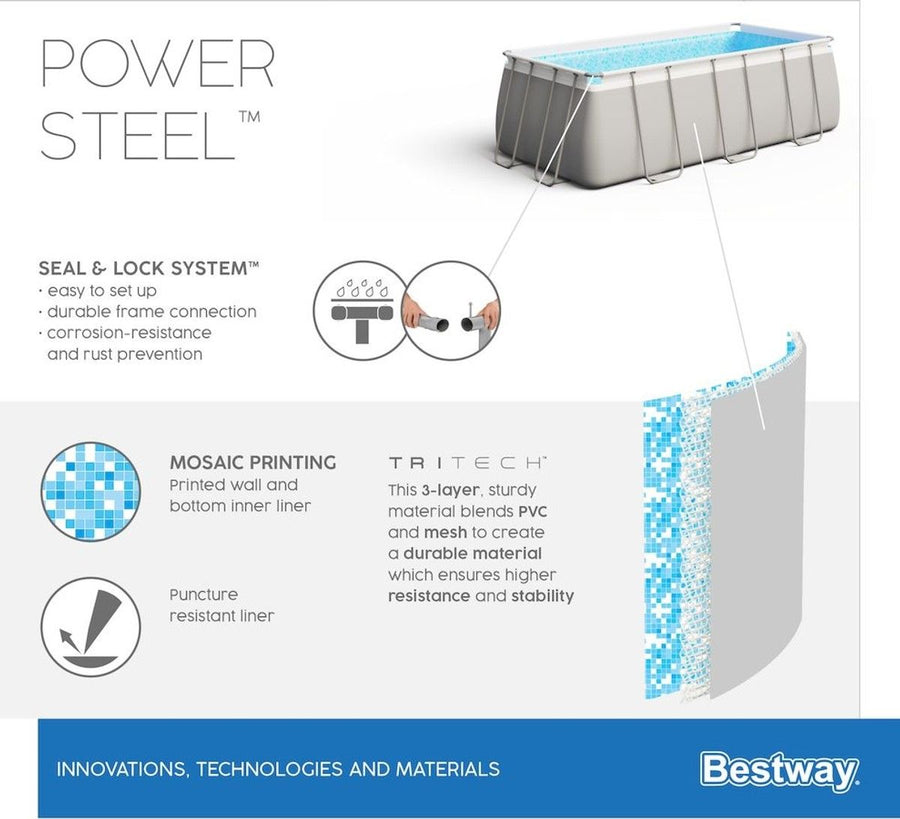 Bestway zwembad power steel set rechthoek 412