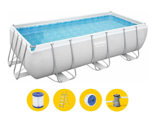 Bestway zwembad power steel set rechthoek 412