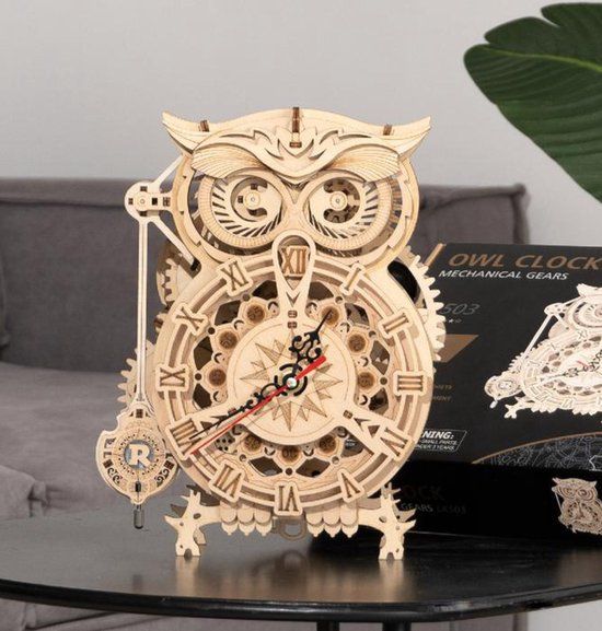 Robotime Owl Clock nieuw