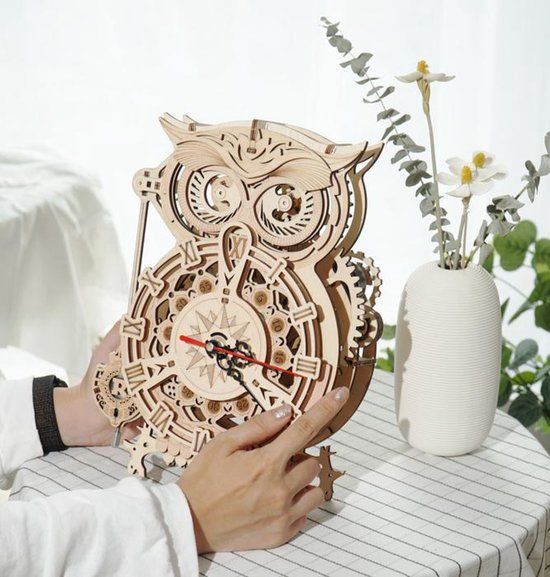 Robotime Owl Clock nieuw