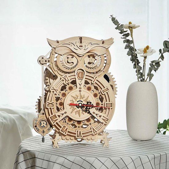 Robotime Owl Clock nieuw