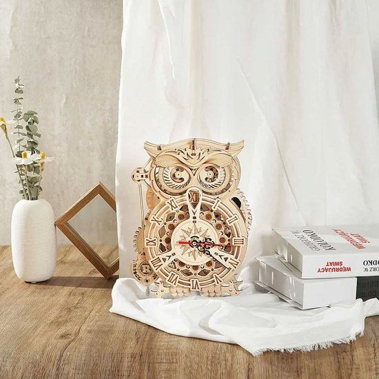 Robotime Owl Clock nieuw