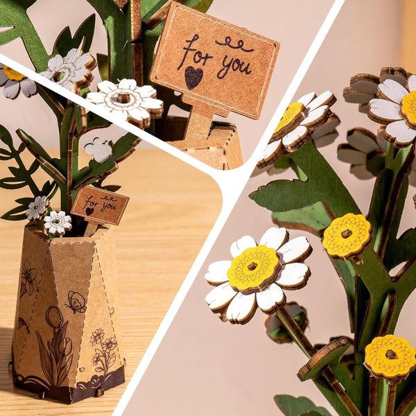 Houten Bloem Kamille