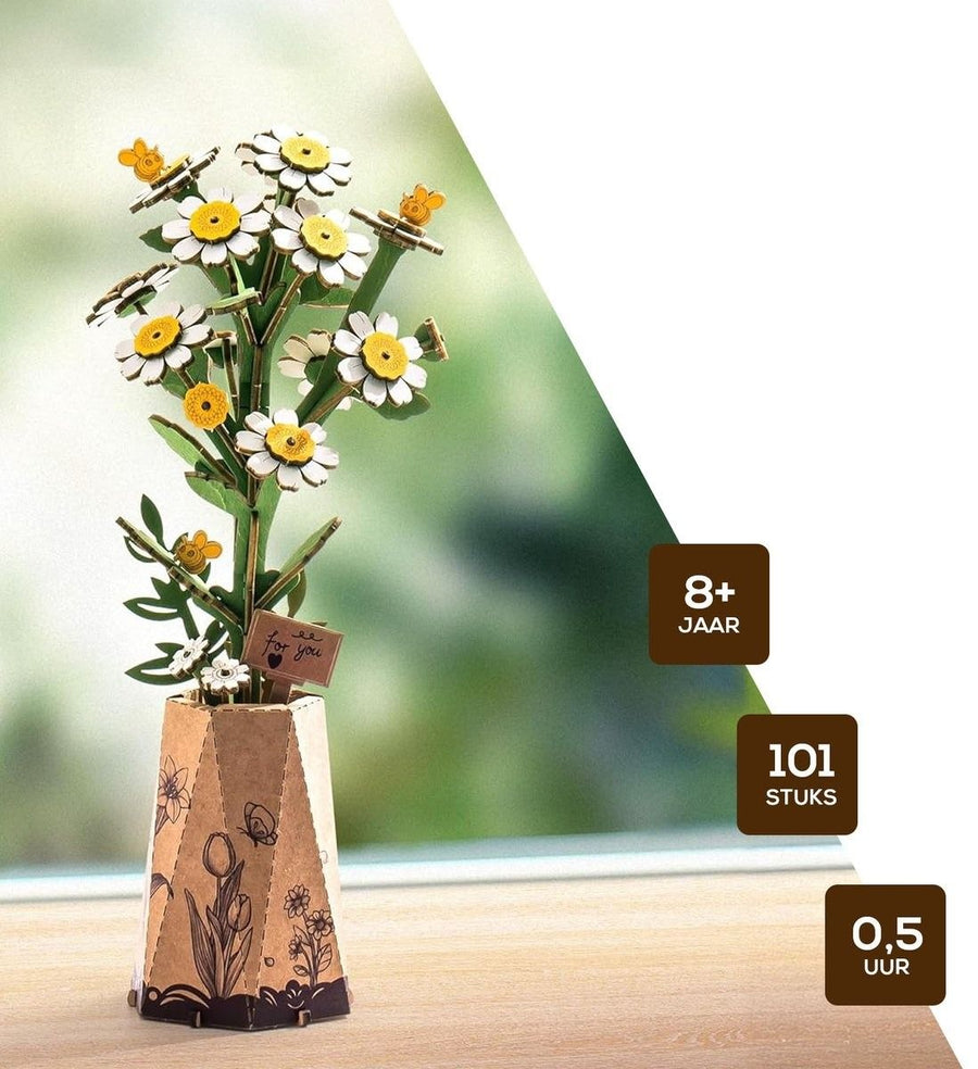 Houten Bloem Kamille