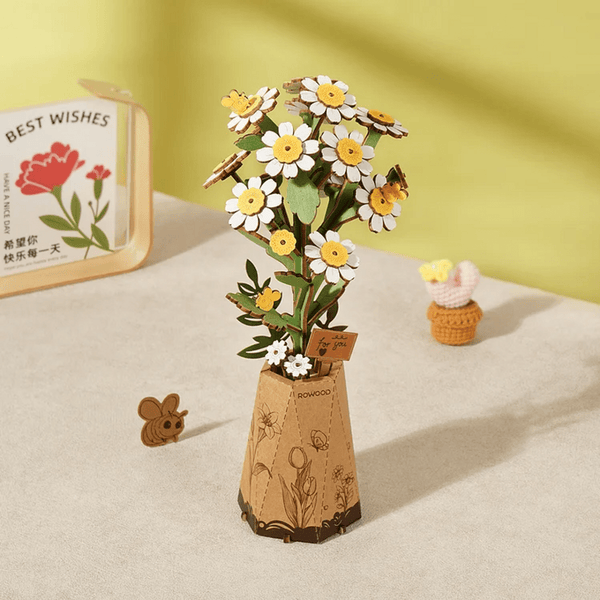 Houten Bloem Kamille