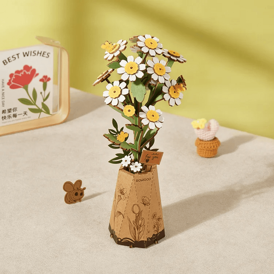 Houten Bloem Kamille