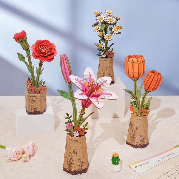 Houten Bloem Pink Lily