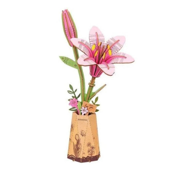 Houten Bloem Pink Lily