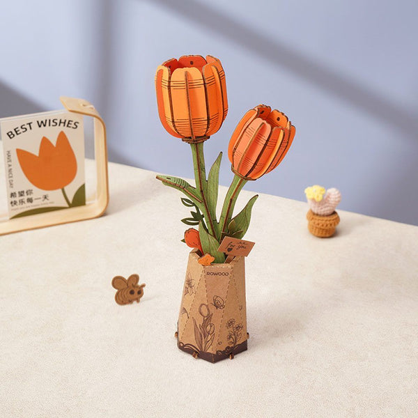 Houten Bloem Orange Tulip