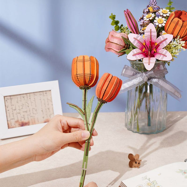 Houten Bloem Orange Tulip