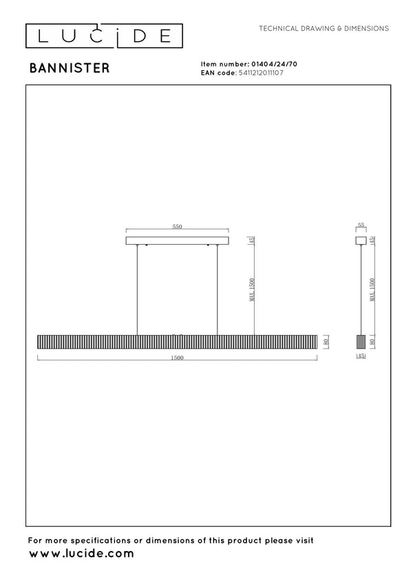 Lucide BANNISTER dimbare LED-hanglamp 30 W, 2200–3000 K, donkere houtlook