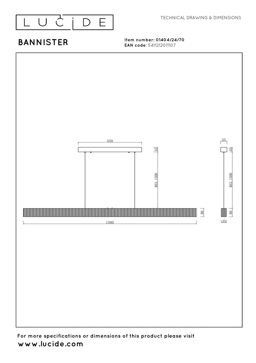 Lucide BANNISTER dimbare LED-hanglamp 30 W, 2200–3000 K, donkere houtlook