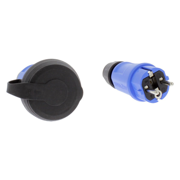 Stekkerset stekker/contrastek ip44 blauw