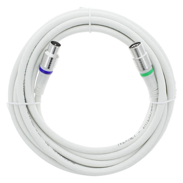 Ql coax kabel kk stekker recht wit 5m