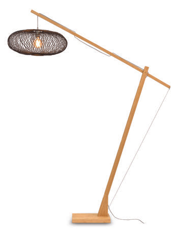 Vloerlamp Cango nat/kap zwart, L