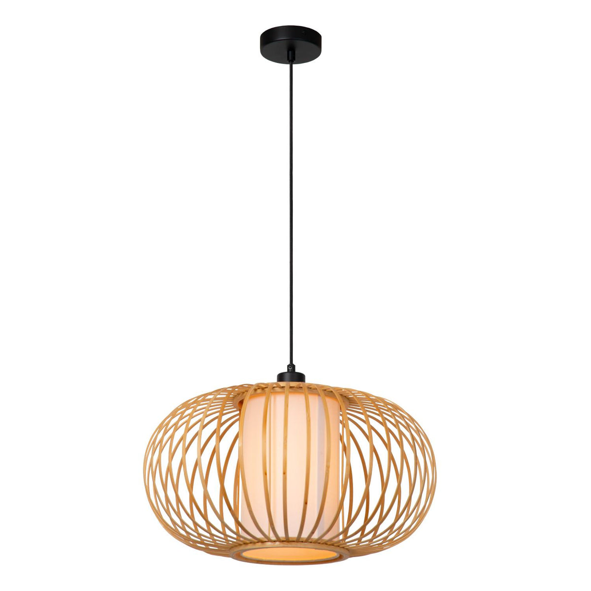 Lucide THULINE hanglamp Ø 45 cm, E27, lichte houtlook