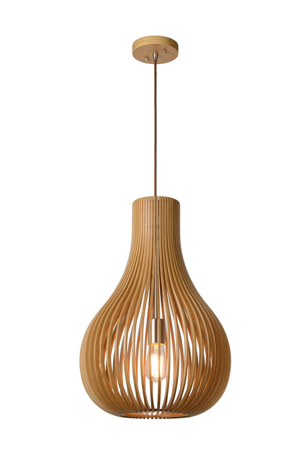 Lucide BODO hanglamp Ø 38 cm, E27, lichte houtlook
