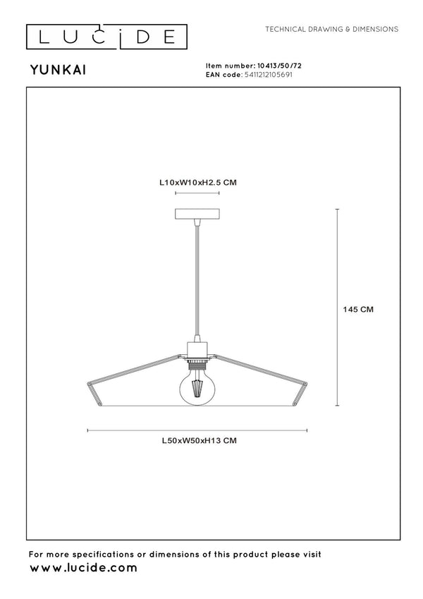 Lucide YUNKAI hanglamp Ø 50 cm, E27, naturel
