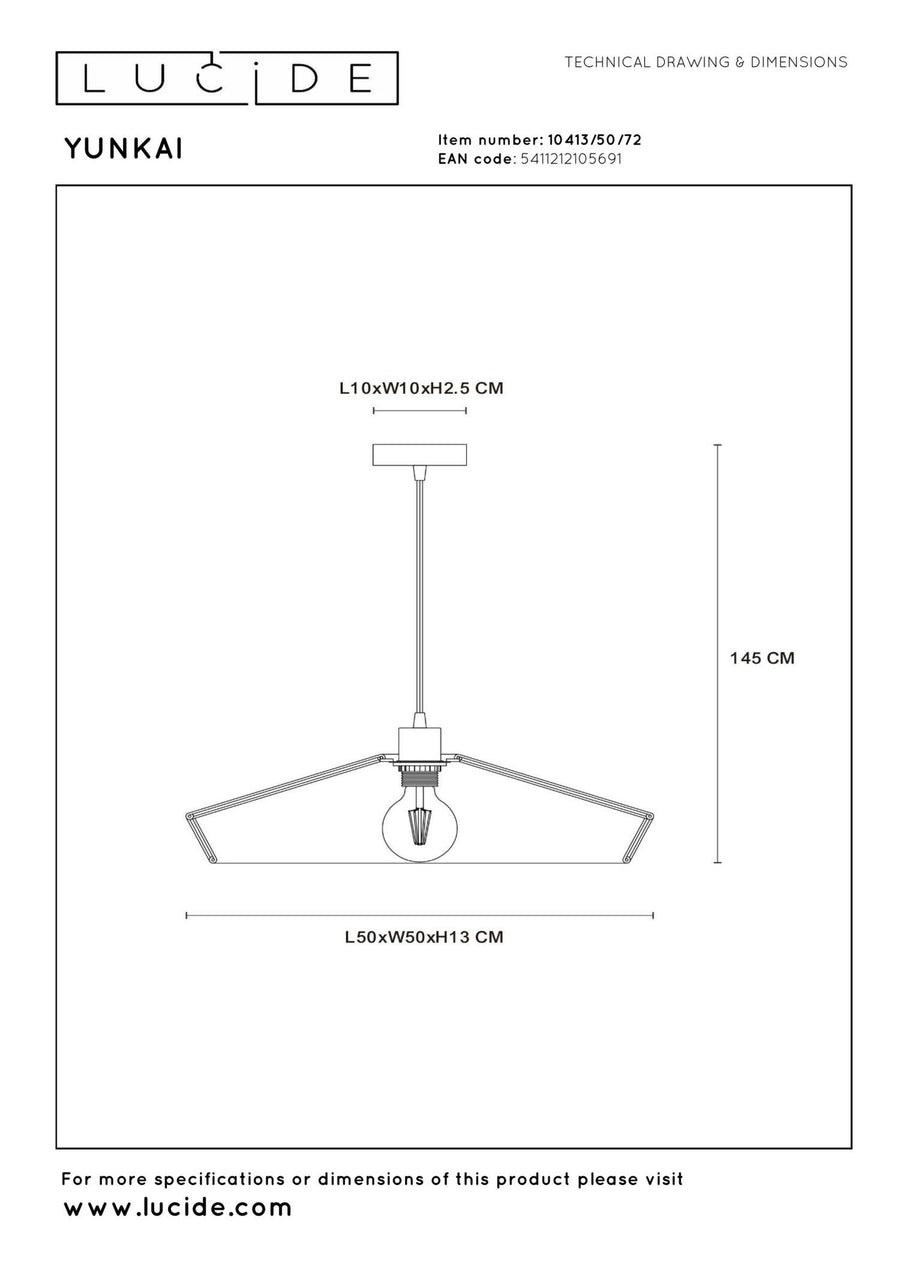 Lucide YUNKAI hanglamp Ø 50 cm, E27, naturel