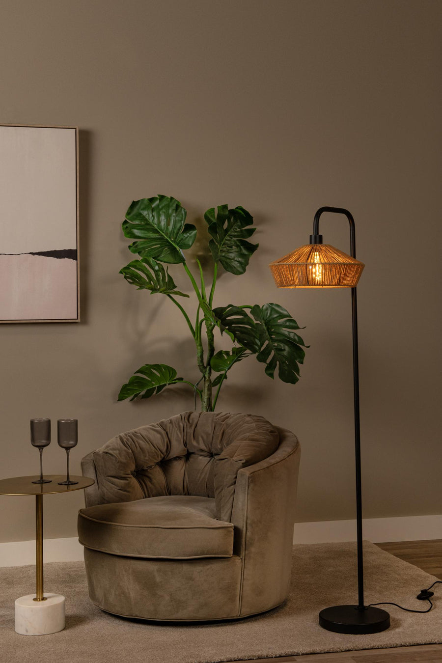 Lucide YUNKAI vloerlamp Ø 40 cm, E27, naturel