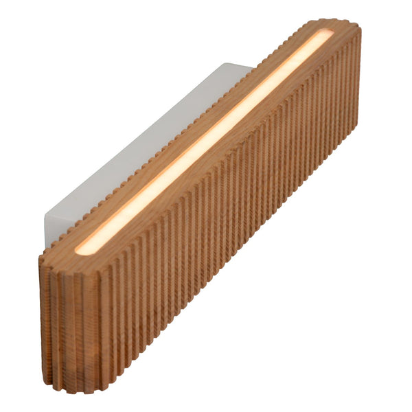 Lucide BANNISTER dimbare LED-wandlamp 2 × 7 W, 2200–3000 K, lichte houtlook