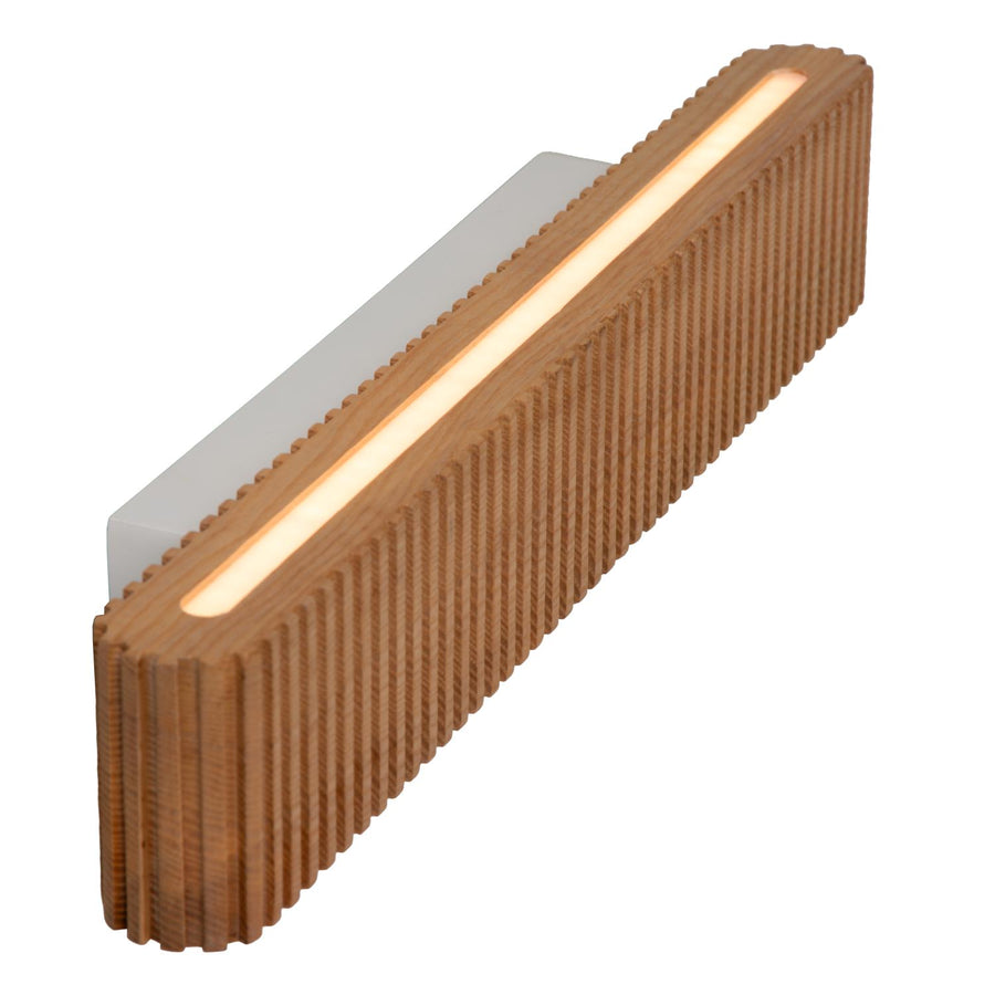 Lucide BANNISTER dimbare LED-wandlamp 2 × 7 W, 2200–3000 K, lichte houtlook