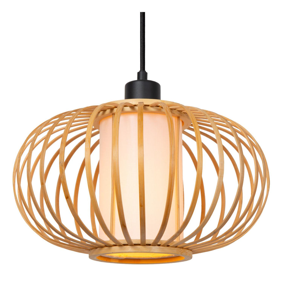 Lucide THULINE hanglamp 3 × E27, lichte houtlook