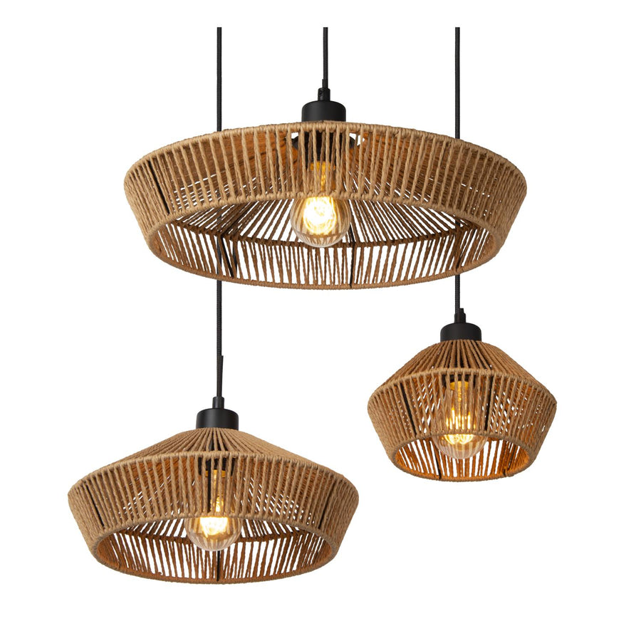 Lucide YUNKAI hanglamp Ø 60 cm, 3 × E27, naturel