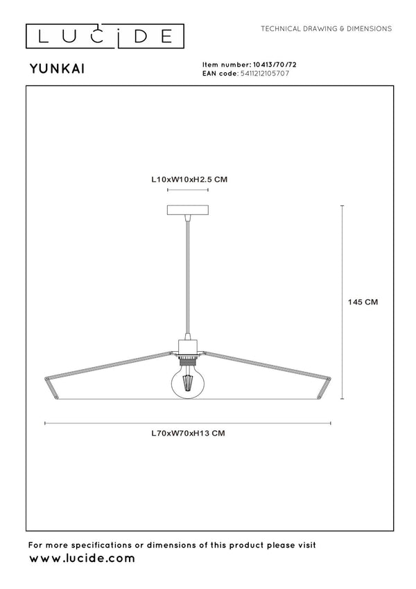 Lucide YUNKAI hanglamp Ø 70 cm, E27, naturel