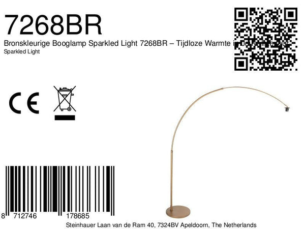 Bronskleurige Booglamp Sparkled Light 7268BR – Tijdloze Warmte in Jouw Interieur