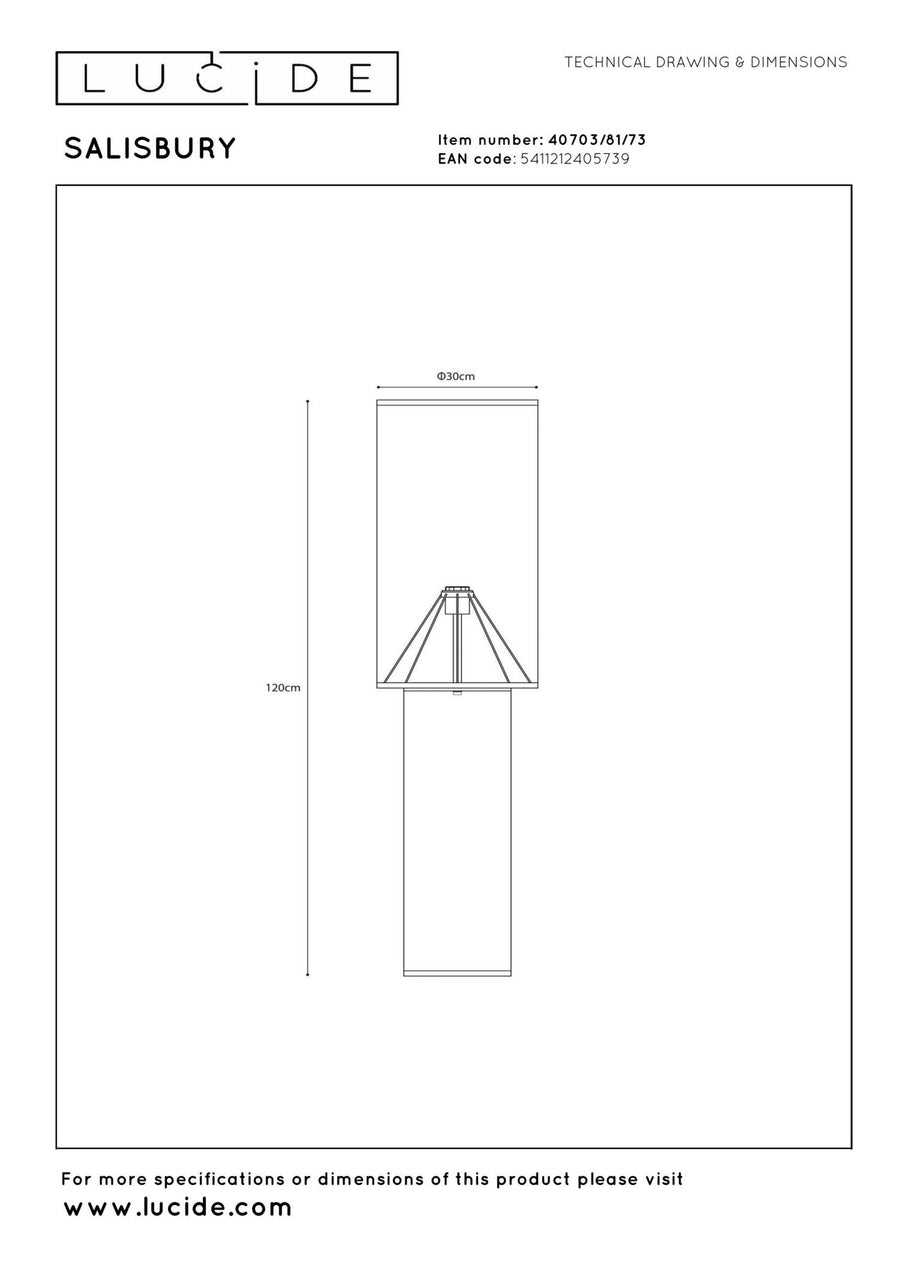 Lucide SALISBURY vloerlamp Ø 30 cm, E27, naturel