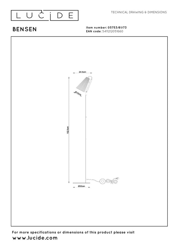 Lucide BENSEN vloerlamp E14, naturel