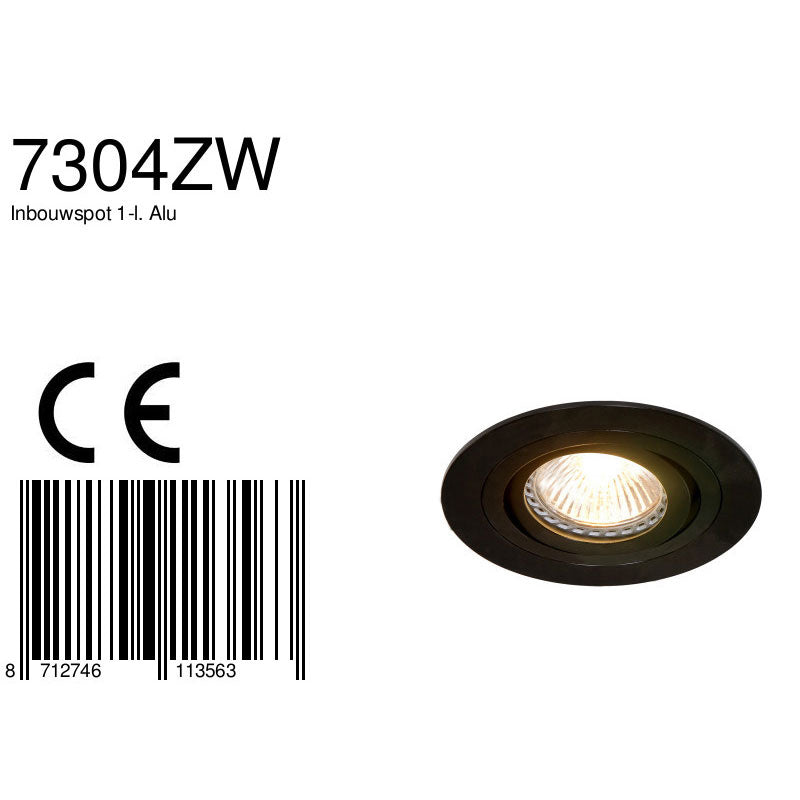 Inbouwspot Pélite spot 7304ZW Zwart